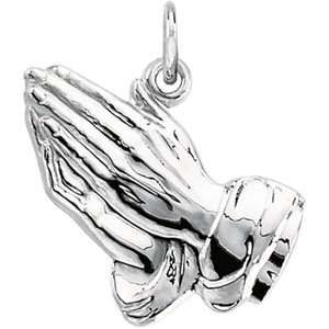   14K White Gold 15.00 mm Praying Hands Pendant CleverEve Jewelry