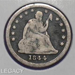 1844 O SILVER SEATED LIBERTY QUARTER NEW ORLEANS (RS  