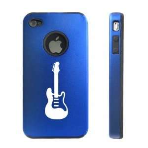 Apple iPhone 4 4S 4G Blue D1937 Aluminum & Silicone Case Cover Guitar 