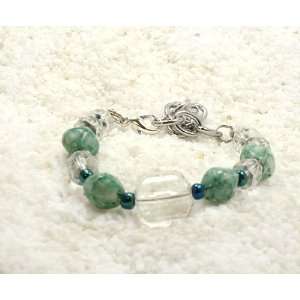  Green Blue Marbled Beaded Bracelet 