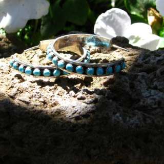 Zuni Lois Tzuni Sleeping Beauty Turquoise Hoop Earrings  