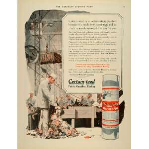 1918 Ad Certain teed Roofing Paint Varnish War Effort   Original Print 