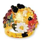  Gold plated Sterling Silver Enameled Canary CZ Flower Ring Size 6