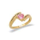 JewelryCastle 14K Yellow Gold Diamond and Pink Sapphire Ring Size 8