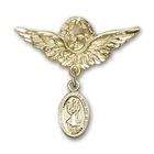   Baby Badge with St. Christopher Charm and Angel w/Wings Badge Pin