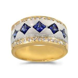  CleverEves Sapphire with Pave Border Ladies Ring in 18k 