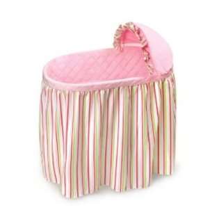Badger Basket Embrace Baby Bassinet with Bedding Set, Stripe and Pink 