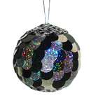 Allstate 3 Black & Silver Glittered Sequined Ball Christmas Ornament