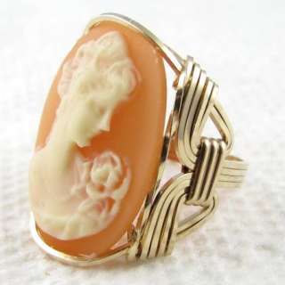 Lady Rose Cameo Ring 14K Rolled Gold Custom Jewelry  