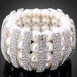 Swarovski Crystal pearl Gold GP stretch bangle Bracelet
