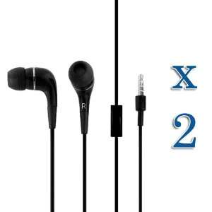  2 Pack Black Stereo In Ear Headset Earphone with Built in 