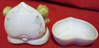 Ucagco Ceramics Japan Heart Shape Trinket Box Cherubs  
