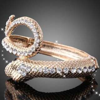 ARINNA Swarovski Crystal Gold GP hinged bangle Bracelet  
