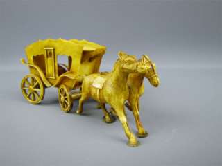 Vintage Celluloid Miniature Horse & Carriage Figurine  