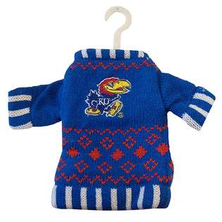   of 4 NCAA Kansas Jayhawks Sweater Christmas Ornaments 