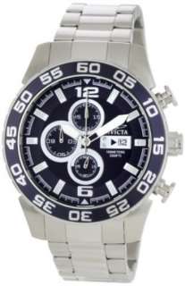 Invicta Mens Collection Chronograph Dark Blue Dial Stainless Steel 