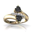 Jewels For Me Black Diamond Bypass Ring 14K Yellow Gold Genuine Heart