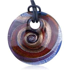  Murano Glass Round Multicolored Spiral Pendant Necklaces 