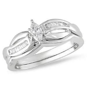   Gold 1/4 CT TDW Marquise Diamond Bridal Set Ring (G H, I2 I3) Jewelry