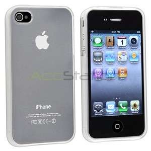 Clear White Rubber Gel Soft Case for iPhone 4 G 4th OS4  