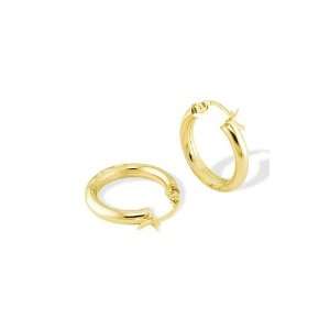  Solid 14k Yellow Gold Polished Satin Cut Hoop Earrings 