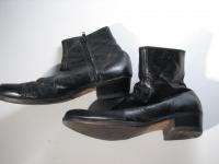 Florsheim Black Leather Beatle Boots Zip Ankle Mens 9.5E 9 1/2 E Wide 