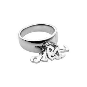  Diesel Fonts Ring (6.5, Silvertone Polished Stainless 