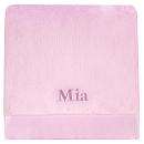 NoJo Pink Velboa Blanket with Satin Border and Embroidered Lettering 