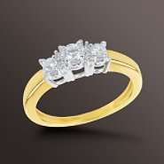 cttw Round Diamond 3 Stone Ring in 10k Two tone Gold 