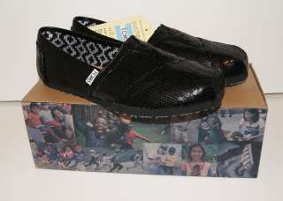 Toms Classics Shoes Black Sequins Sparkle Womens Size 8 New In Box 
