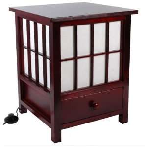  Oriental Furniture Hokkaido End Table Lamp with Drawer 
