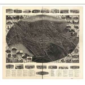 Historic Winsted, Connecticut, c. 1908 (M) Panoramic Map Poster Print 