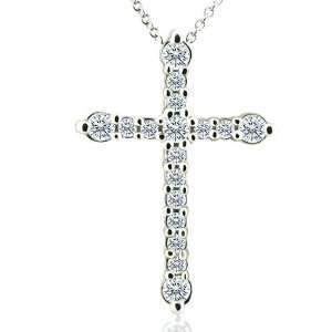  0.37CT Diamond 14K White Gold Cross Pendant P&P Luxury Jewelry
