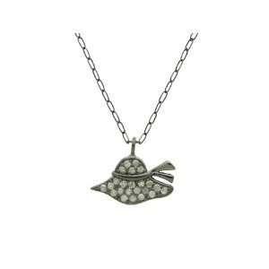925 Oxidized Black Sterling Silver Ladies Hat Charm Pendant with 