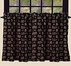 pr Kensington Lined Black & Taupe Jacquard Floral Window Tiers 72