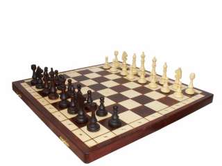 Hand Carved Wooden Polish Magnetic Chess Set   Large  