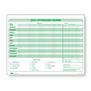  Daily Attendance Cards, 11 x 8 1/2, 3 Hole Punched, 50 
