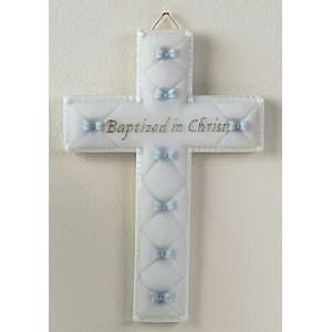   Christ Blue Ribbon Religious Boy Baptism Wall Crosses