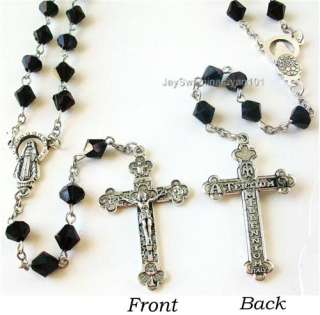   Silver tone Crucifix Miraculous Medal Beaded Chain Necklace  