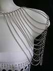 NEW WOMEN SILVER MULTI LAYERS METAL SHOULDER BODY HARNESS CHAINS 