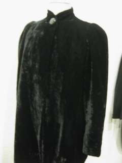 vtg 30s 40s Black Velvet Ladies Opera Coat  