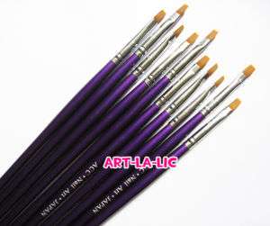 10 x Purple Acrylic Nail Art Sable Drawing Paint Brush  