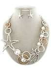   Starfish Nautical Theme Fashion Statement Necklace and Earrings Set