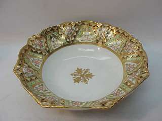 ANTIQUE NIPPON HAND PAINTED BOWL~GOLD ENCRUSTED DISH  