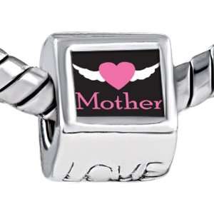 White Wings & Mother Engraved Love Holiday Beads Think Support Breast 