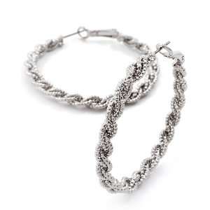    Silvertone Hoop Back Clip Earrings Fashion Jewelry Jewelry