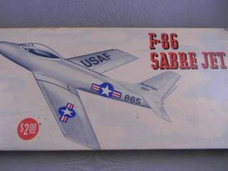Vintage Testors F 86 Sabre Jet Authentic Scale Model Balsa Kit Molded 
