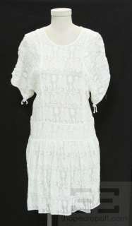 Isabel Marant White Cotton Animal Embroidery Short Sleeve Dress Size 2 