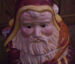 LOVELY HAND PAINTED FATHER CHRISTMAS COOKIE JAR 12 1/2  