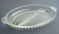 Vintage Candlewick Glass Divided Relish Dish Tray  